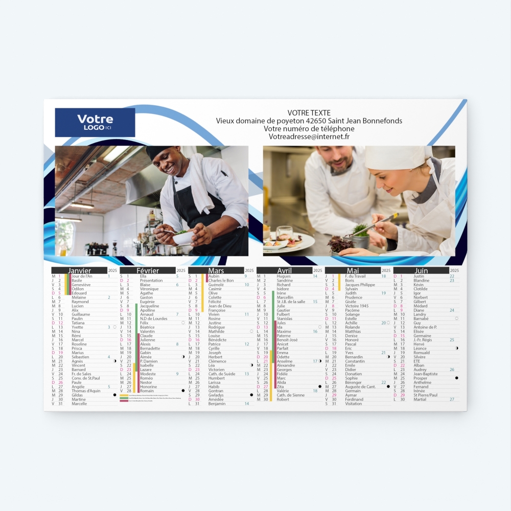 Calendrier bancaire carton Grille en Colonnes