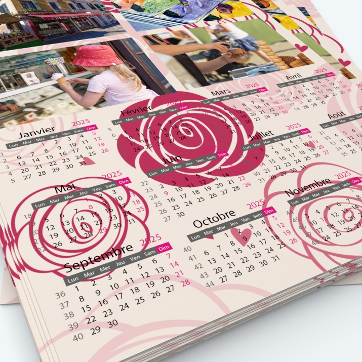 Calendrier photo une page - Grille calendaire personnalisable