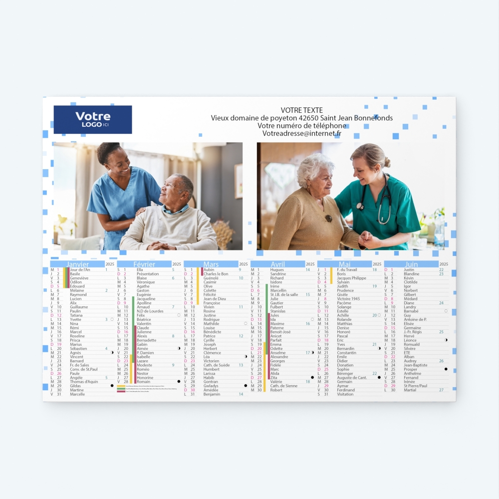 Calendrier bancaire carton Grille en Colonnes