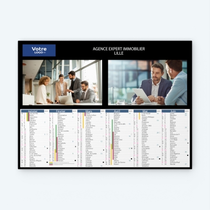 Calendrier bancaire carton Grille en Colonnes