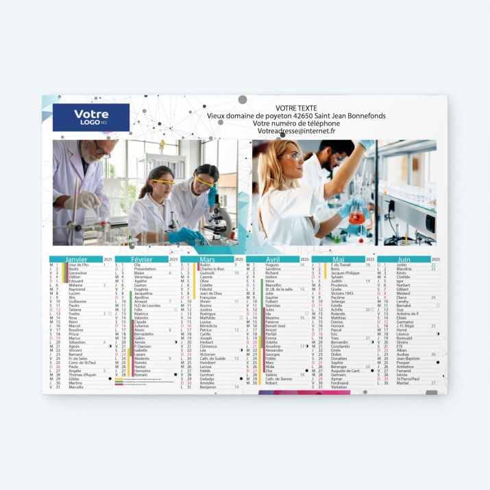 Calendrier bancaire carton Grille en Colonnes