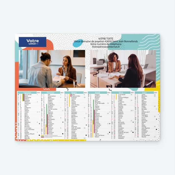 Calendrier bancaire carton Grille en Colonnes