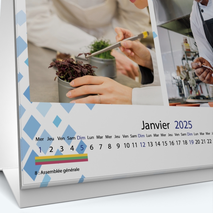 Calendrier de bureau CARRE - Grille calendaire personnalisable