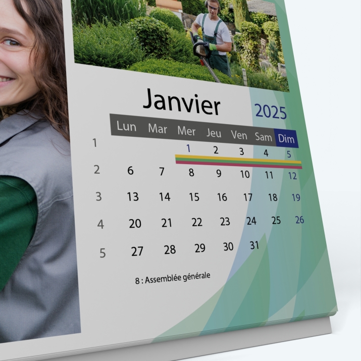 Calendrier de bureau PANO - Grille calendaire personnalisable