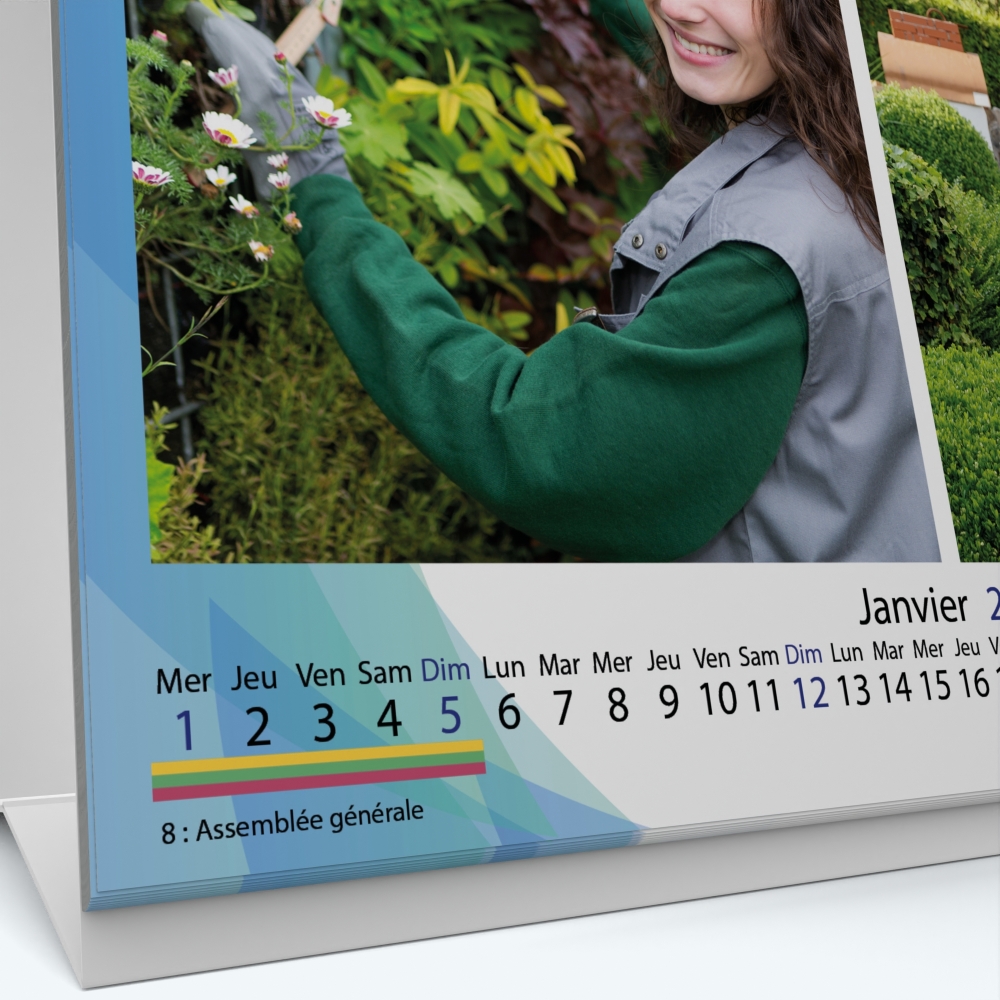 Calendrier de bureau MAXI PANO - Grille calendaire personnalisable