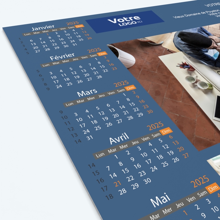 Calendrier sous main - Grille calendaire personnalisable