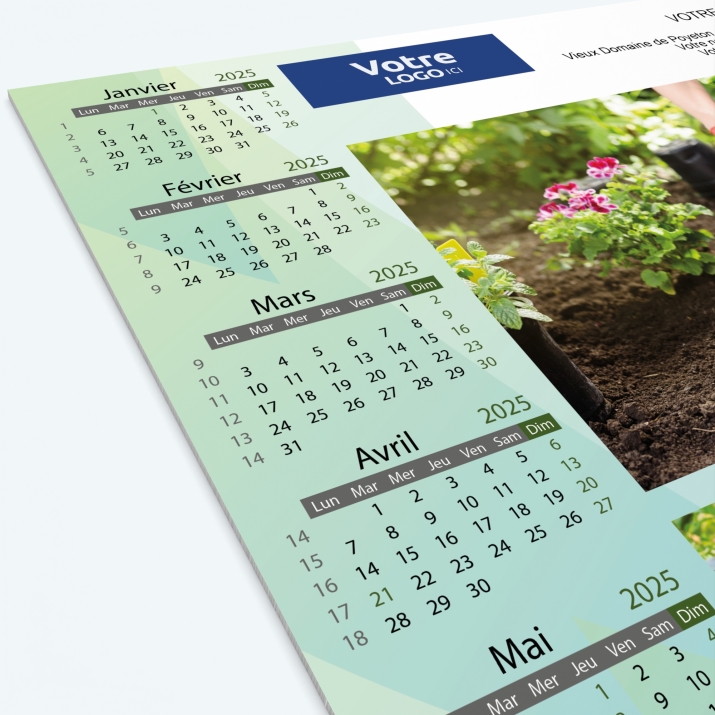 Calendrier sous main - Grille calendaire personnalisable