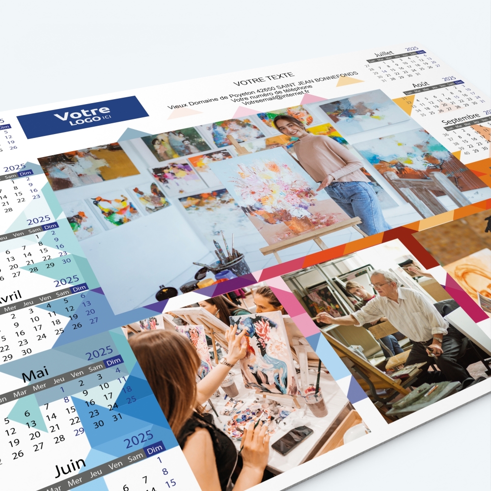 Calendrier sous main - Grille calendaire personnalisable