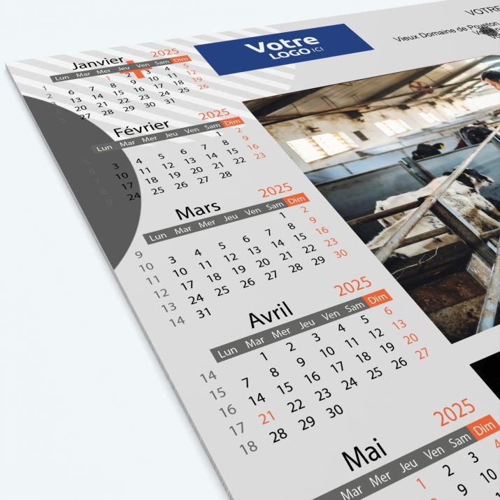 Calendrier sous main - Grille calendaire personnalisable