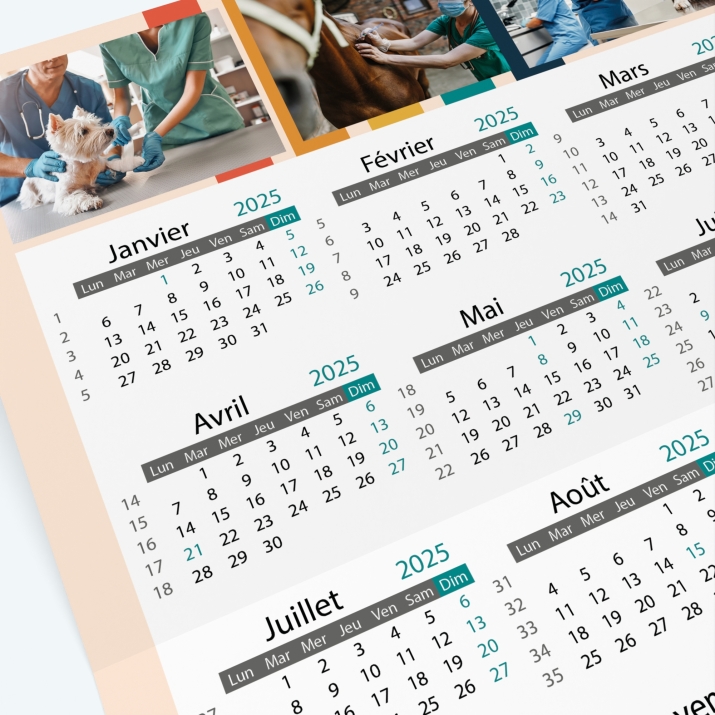 Carte calendrier photo - Grille calendaire 100% personnalisable