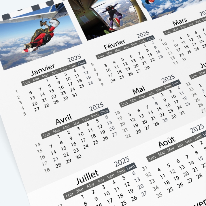 Carte calendrier photo - Grille calendaire 100% personnalisable