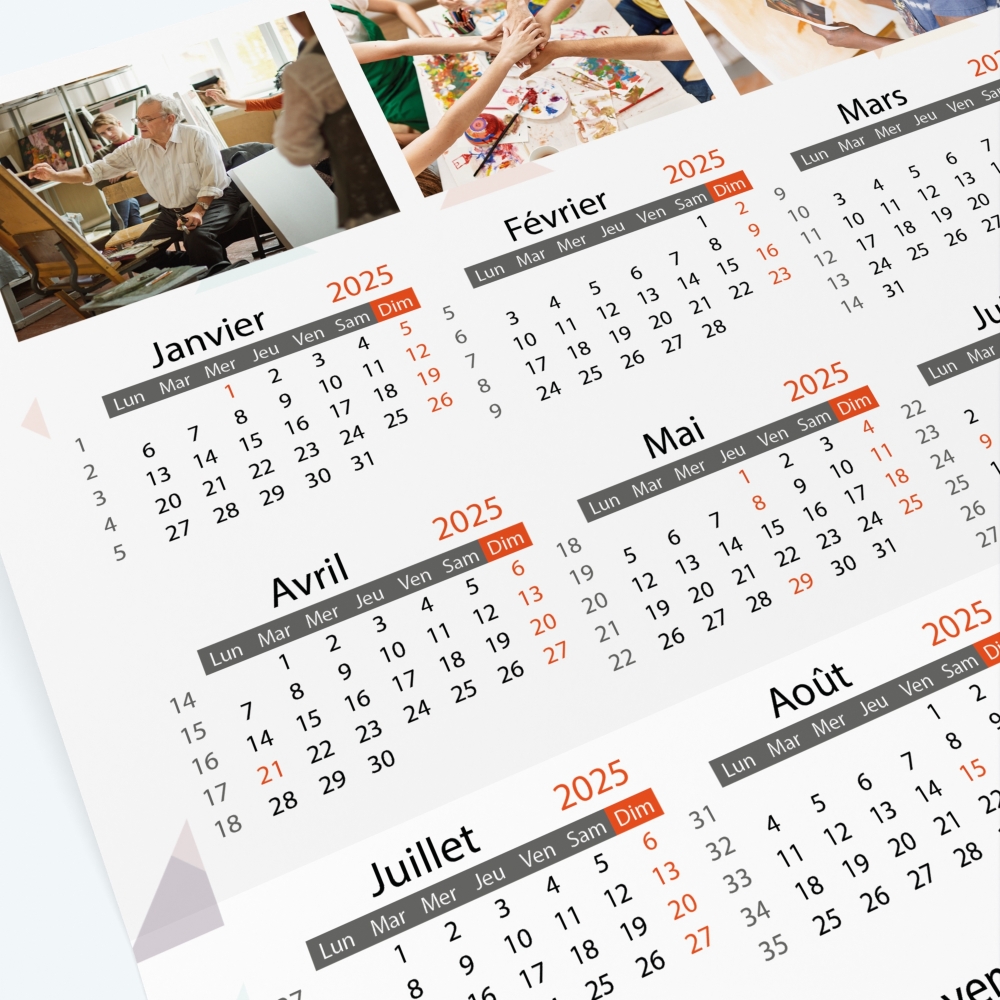 Carte calendrier photo - Grille calendaire 100% personnalisable