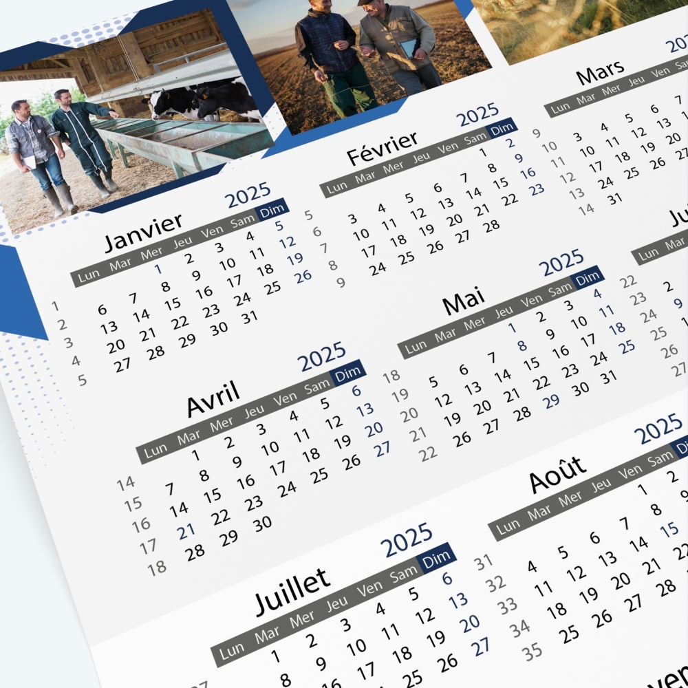 Carte calendrier photo - Grille calendaire 100% personnalisable