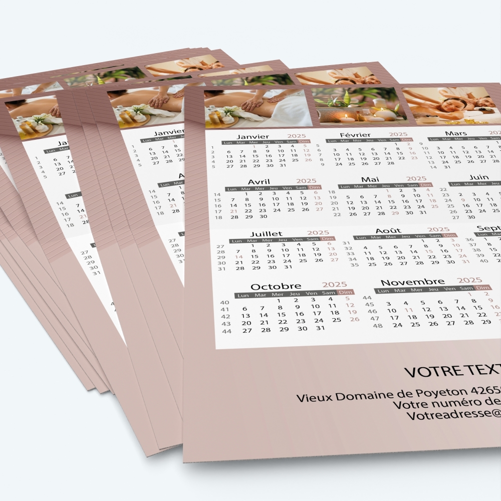 Carte calendrier photo - Minimum de commande : 25 exemplaires