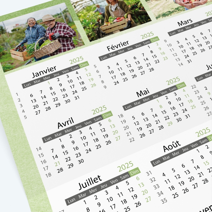 Carte calendrier photo - Grille calendaire 100% personnalisable