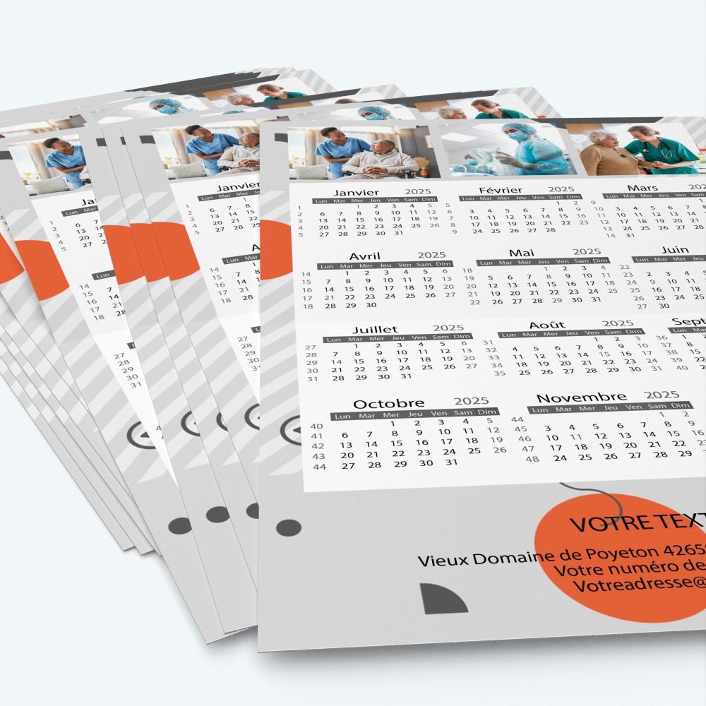 Carte calendrier photo - Minimum de commande : 25 exemplaires