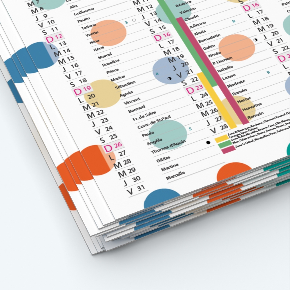 Calendrier de poche CLASSIC - Impression recto/verso