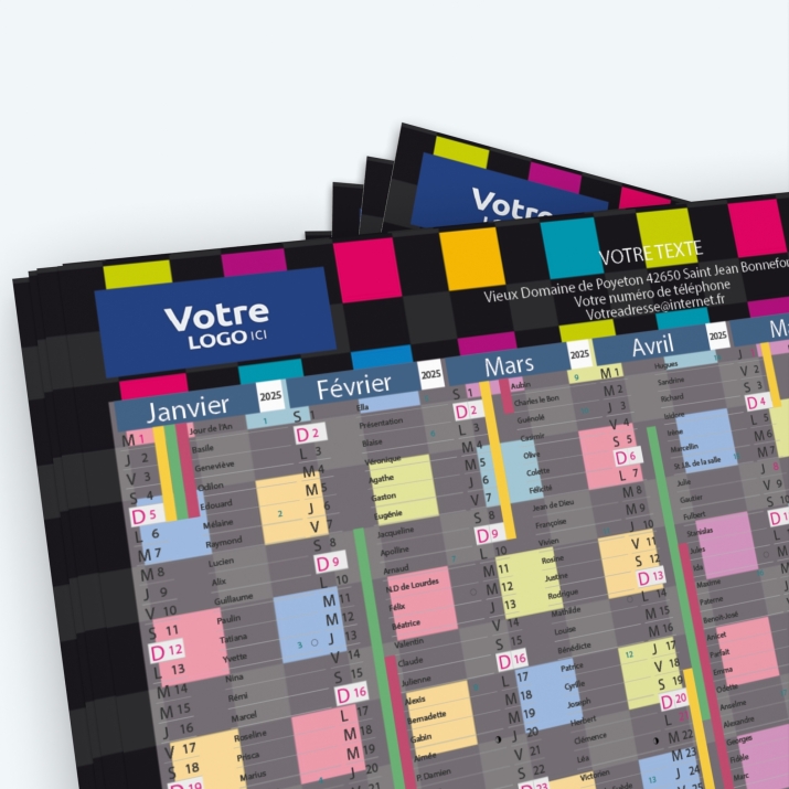 Calendrier de poche CLASSIC - Nombre de photos, logos et texte illimité