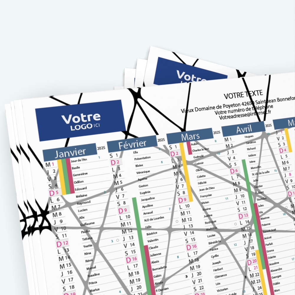 Calendrier de poche CLASSIC - Nombre de photos, logos et texte illimité