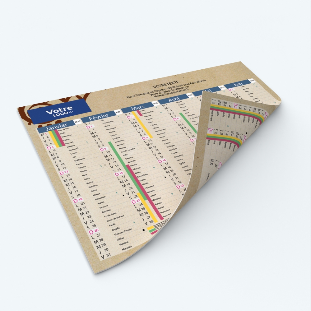 Calendrier de poche CLASSIC - Impression recto/verso