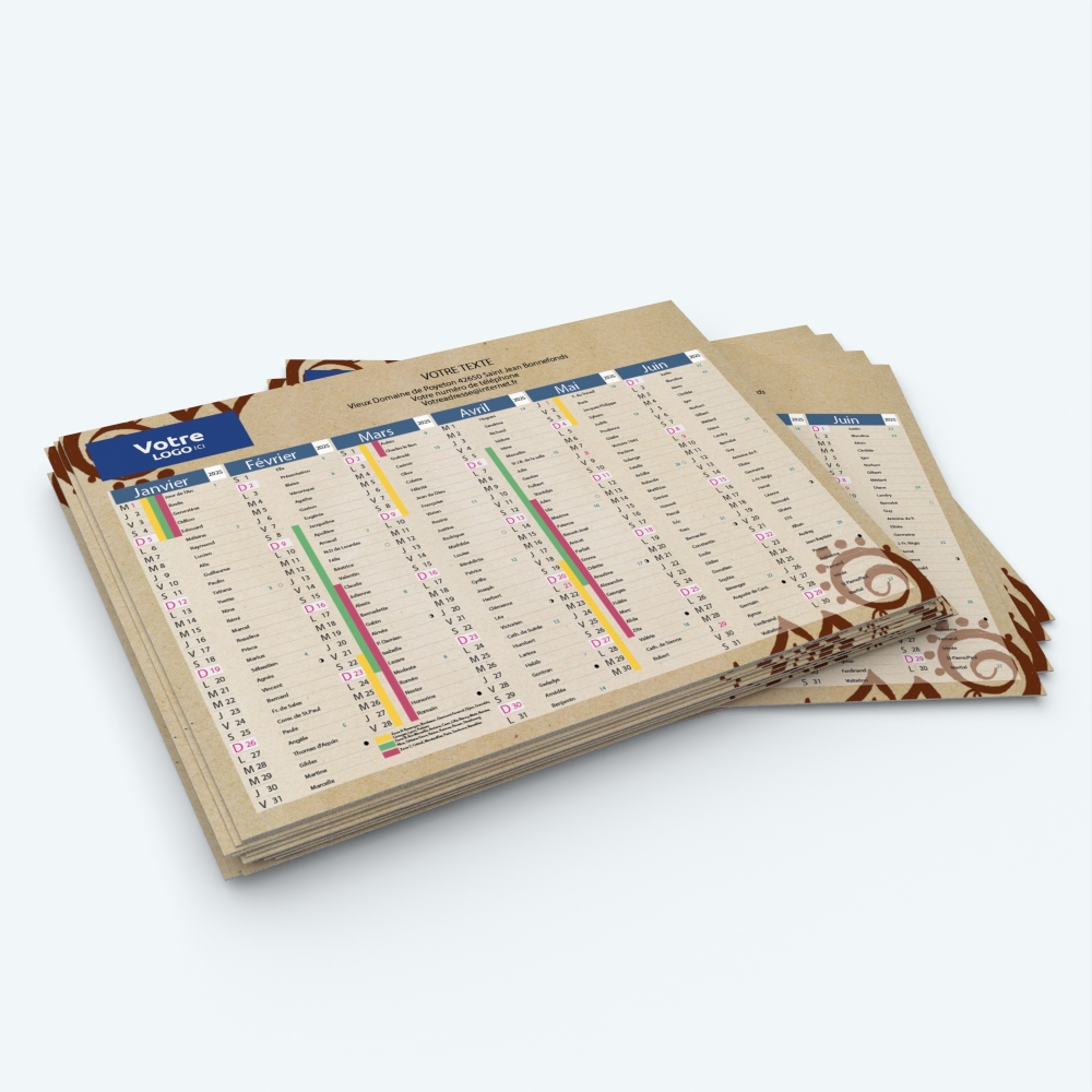 Calendrier de poche CLASSIC - Minimum de commande : 25 exemplaires