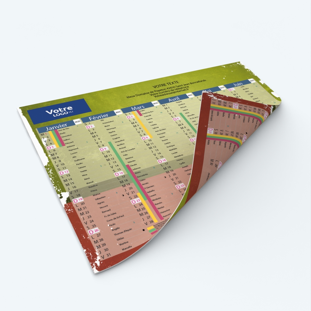 Calendrier de poche CLASSIC - Impression recto/verso