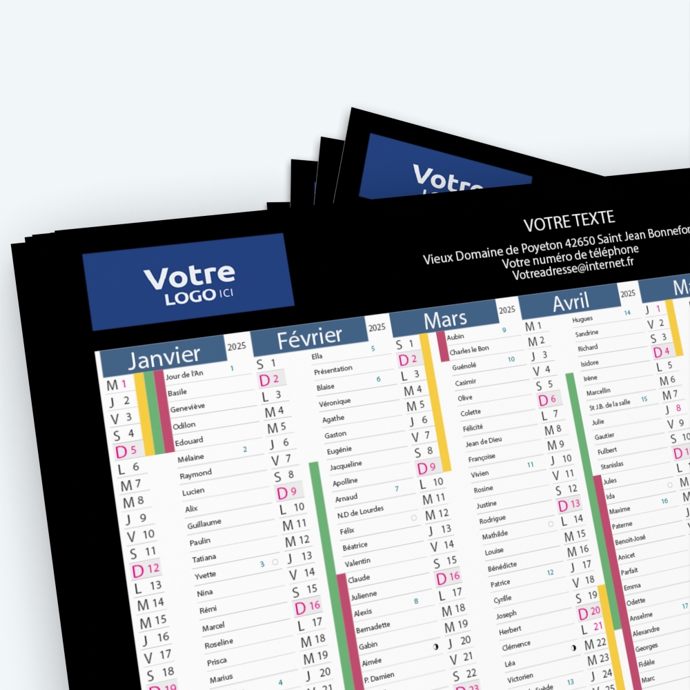 Calendrier de poche CLASSIC - Nombre de photos, logos et texte illimité