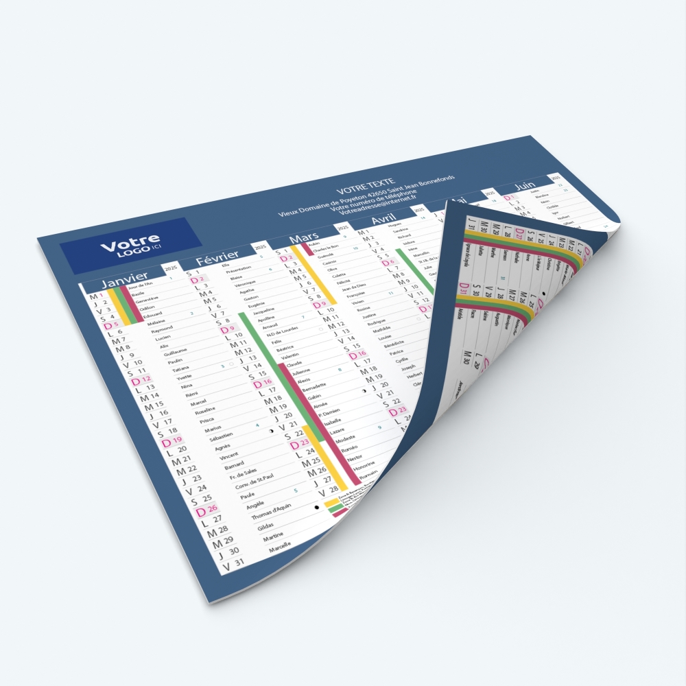 Calendrier de poche CLASSIC - Impression recto/verso