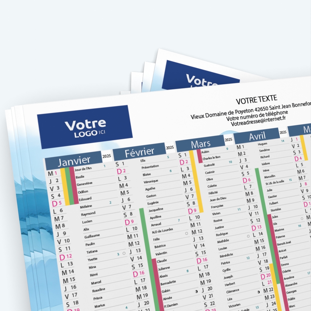 Calendrier de poche CLASSIC - Nombre de photos, logos et texte illimité