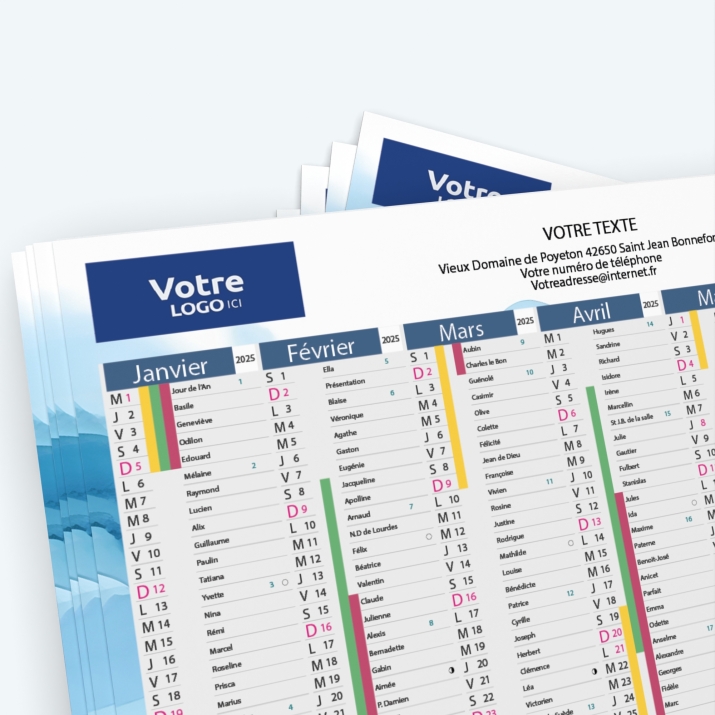 Calendrier de poche CLASSIC - Nombre de photos, logos et texte illimité