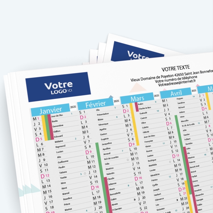 Calendrier de poche CLASSIC - Nombre de photos, logos et texte illimité