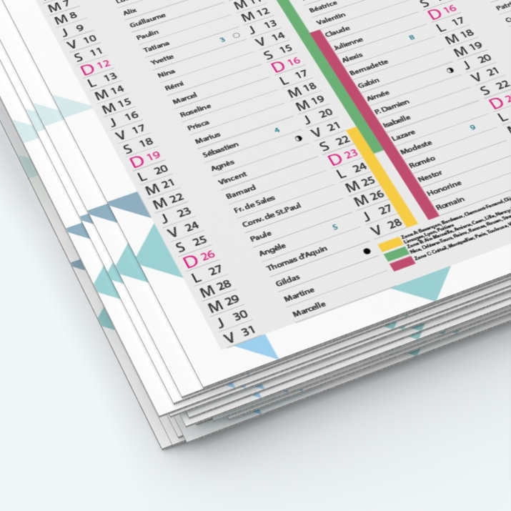Calendrier de poche CLASSIC - Papier épais rigide 400 g/m2