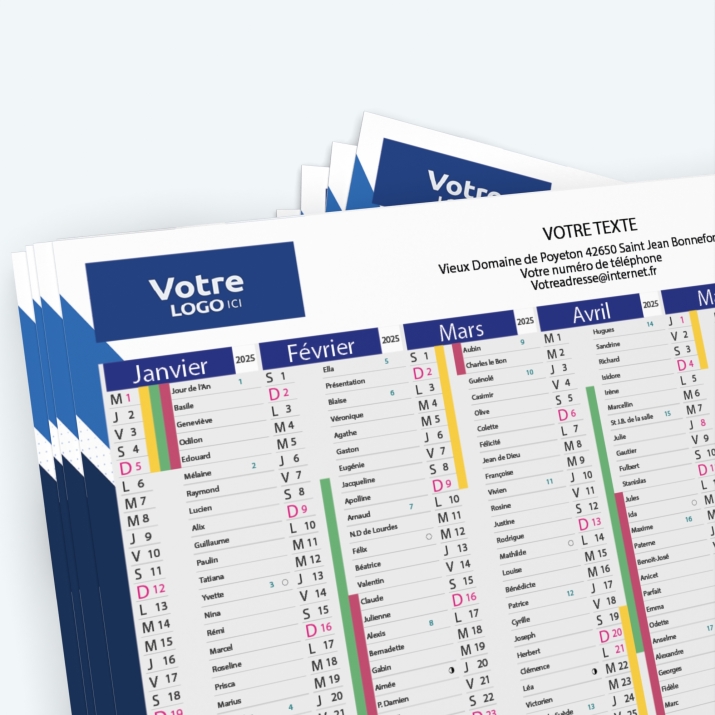 Calendrier de poche CLASSIC - Nombre de photos, logos et texte illimité