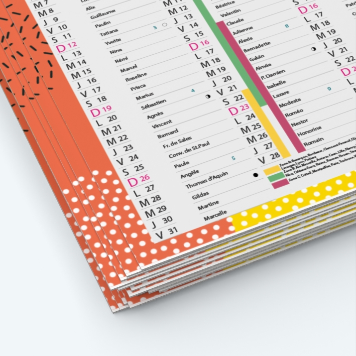 Calendrier de poche CLASSIC - Papier épais rigide 400 g/m2