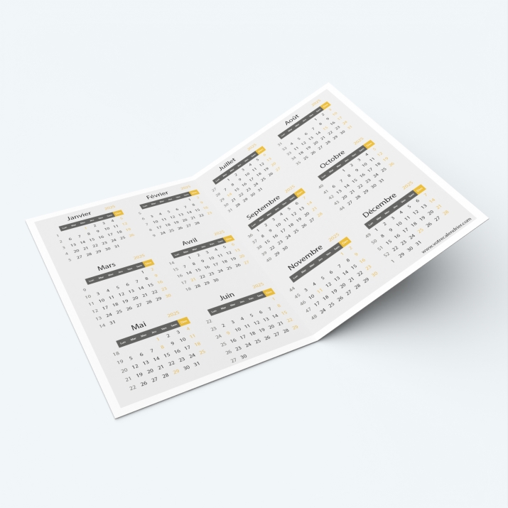 Calendrier de poche DOUBLE - Grille calendaire 100% personnalisable