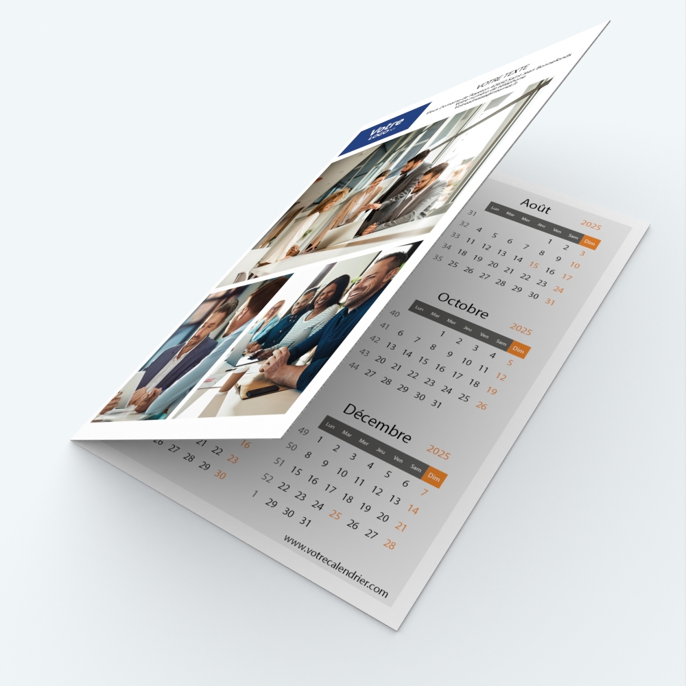 Calendrier de poche DOUBLE - Avant et dos entièrement personnalisables