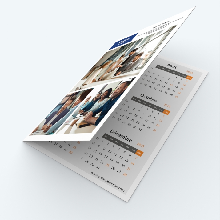 Calendrier de poche DOUBLE - Avant et dos entièrement personnalisables