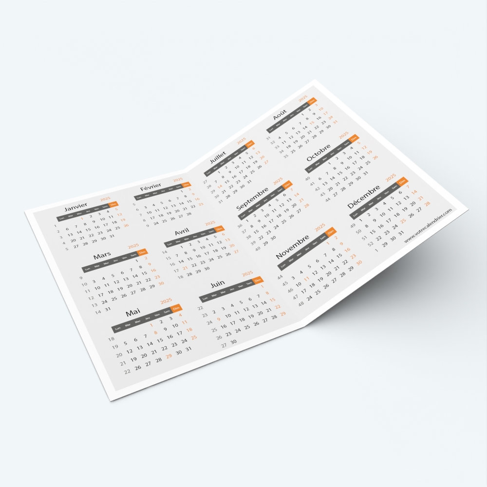 Calendrier de poche DOUBLE - Calendrier intérieur