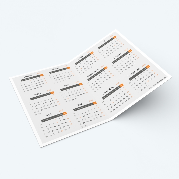 Calendrier de poche DOUBLE - Calendrier intérieur