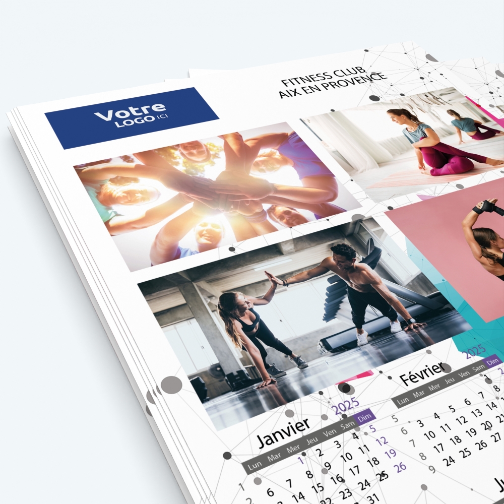 Calendrier photo une page - Nombre de photos, logos et texte illimité