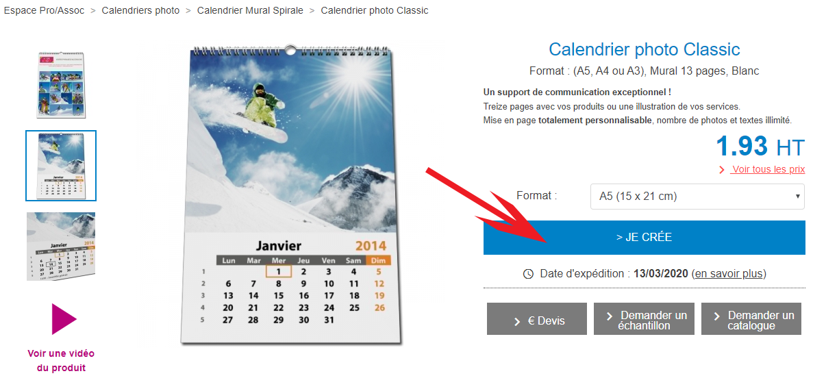 Créer mon calendrier photo (Association, Club de sport, Entreprise)